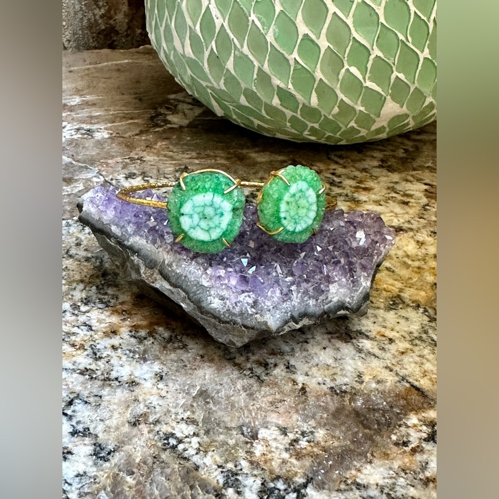 Gold Green Solar Quartz Stone Bracelet